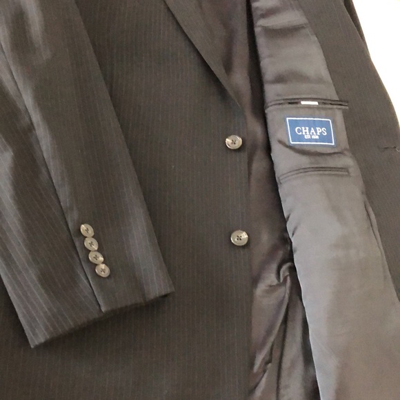 CHAPS  2 Piece Suit Pinstripe 100% Wool Dark Blue - Picture 12 of 14